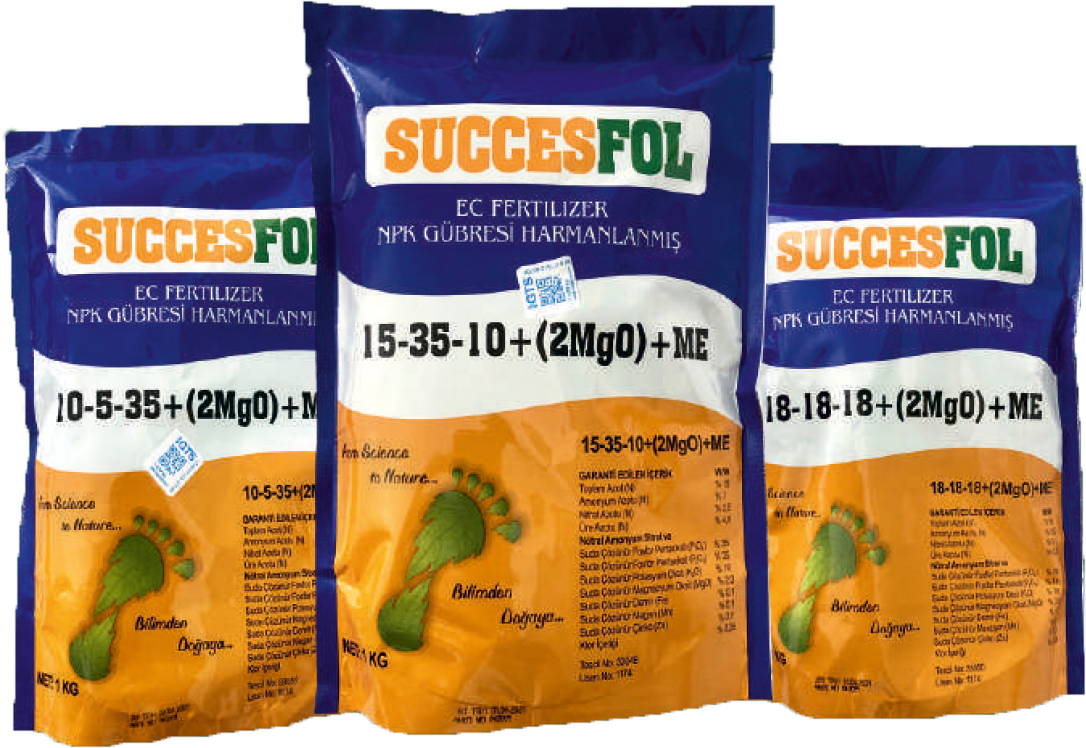 SUCCESFOL SERİSİ ; 18-18-18 + (2MgO) + ME ; 15-35-10 + (2MgO) + ME ; 15-10-25 + (2MgO) + ME ; 10-5-35 + (2MgO) + ME